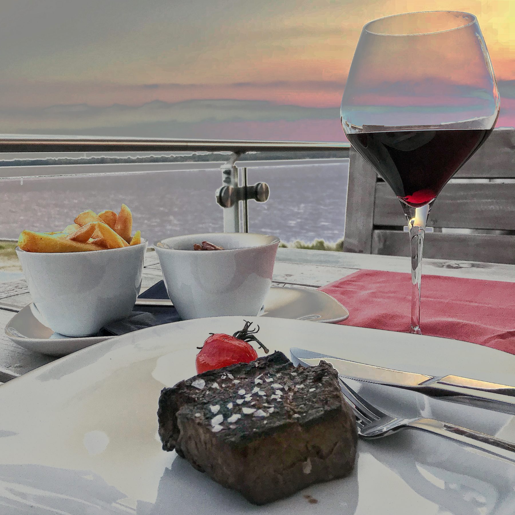 Steak mit Blick auf den Cospudener See Leipzig